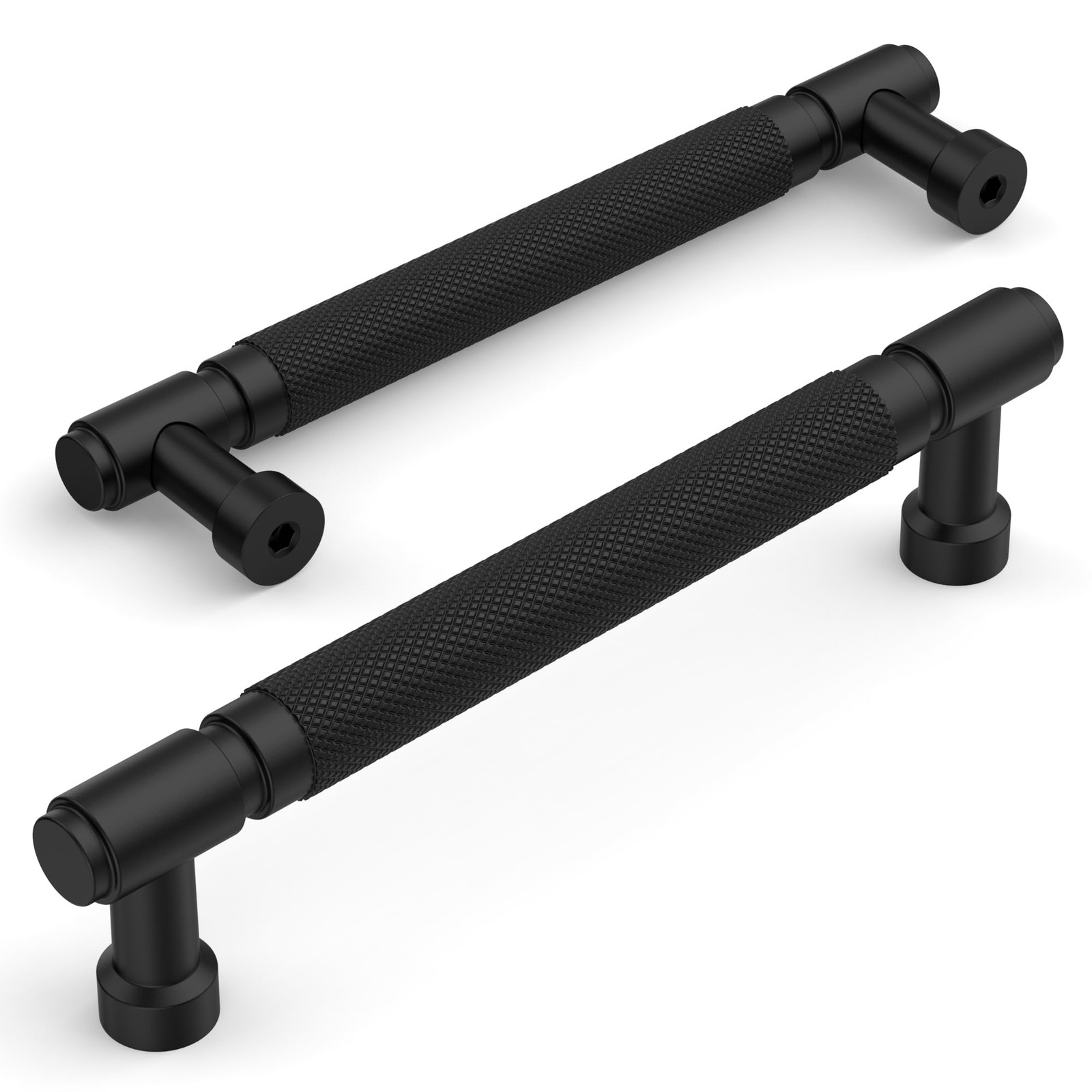 10 PCS 5 Inch 128mm Matte Black Knurled Kitchen Cabinet Pulls ZH0072 gallery