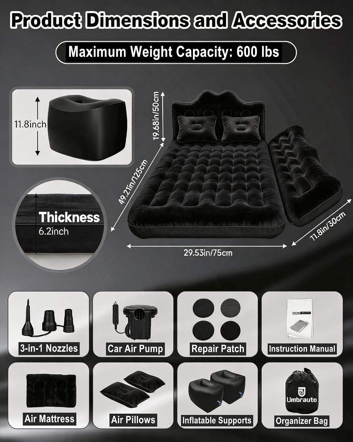 Inflatable Car Air Mattress for Backseat Camping Truck Bed Airbed Car gallery