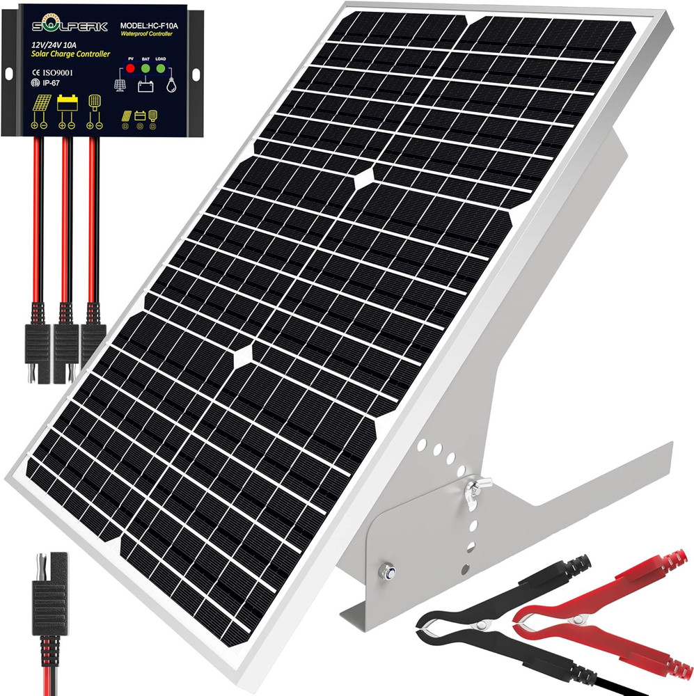30W Solar Panel Kit 12V, Monocrystalline Solar Panel Charger off Grid with Intel
