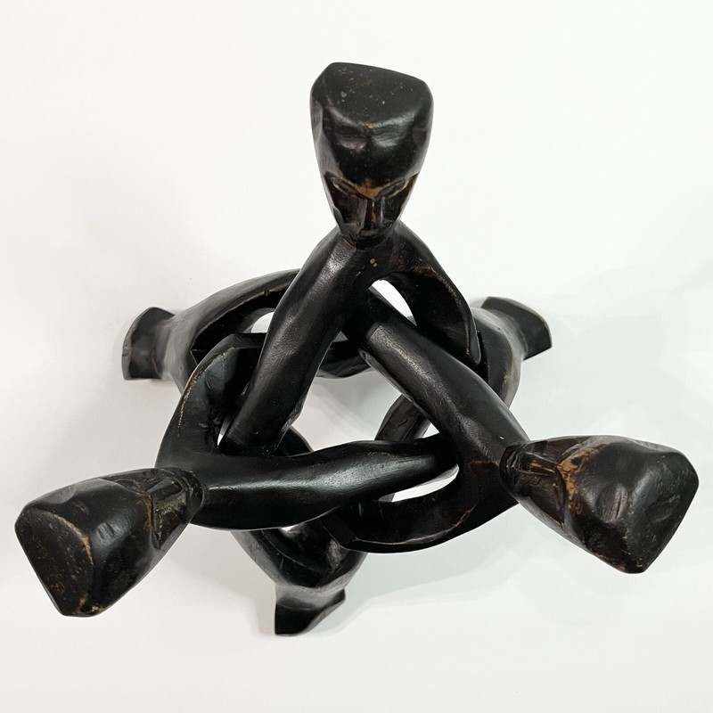 Wooden Interlocking Unity Carving Statue Figure Intertwined Pedestal Stand gallery