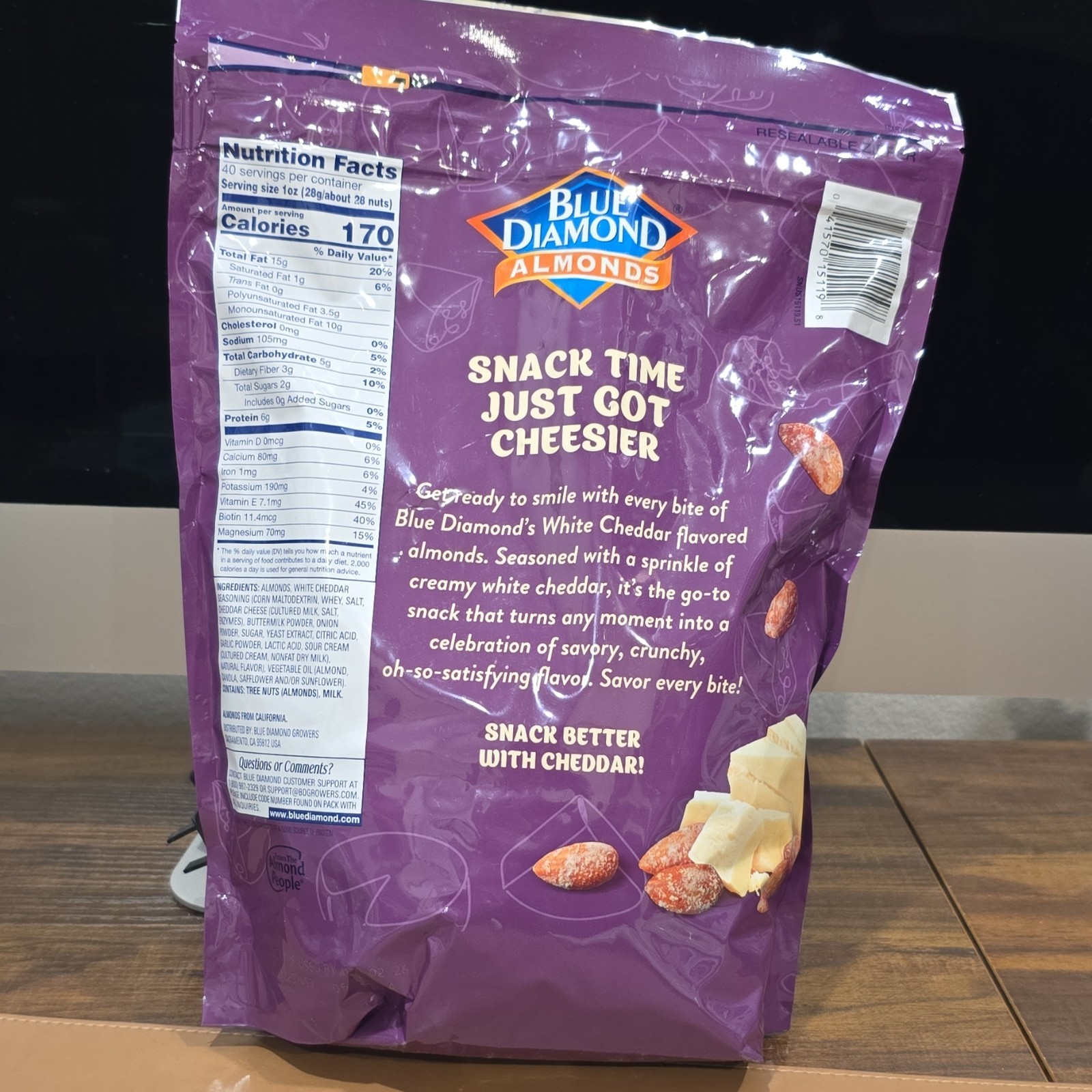 Blue Diamond White Cheddar Almonds Snack Mix 1kg Ketogenic Certified gallery