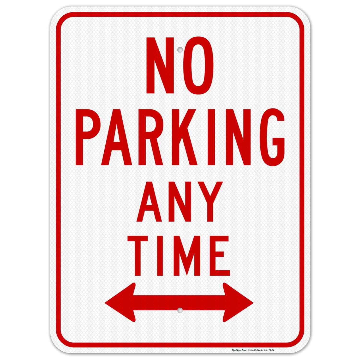 No Parking Any Time With Bidirectional Arrows Sign, gallery
