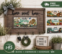 Rustic Farmhouse Interchangeable Key Holder 15×10 4Season Starter Set Base+4