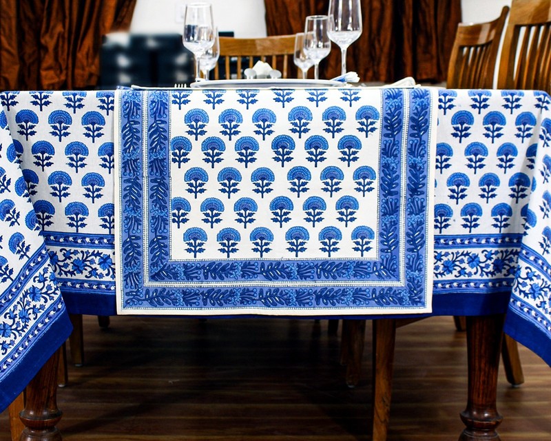 Dining Tablecloth Block Printed Table Cover Rectangle Tablecloth Gift for Dad gallery