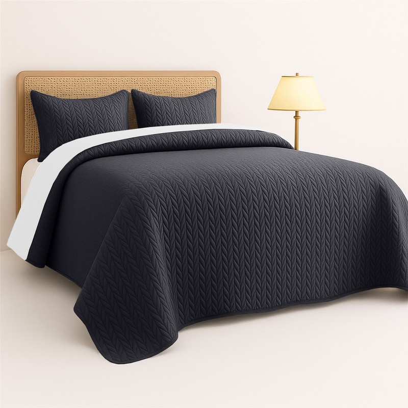 3 Piece Embossed Bedspread Quilt Set Soft Quilted Coverlet Comforter Sets Queen gallery