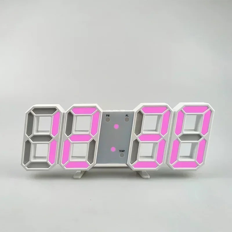 Digital 3D LED Big Wall Desk Alarm Clock Snooze 12/24 Hours Auto Brightness USB gallery