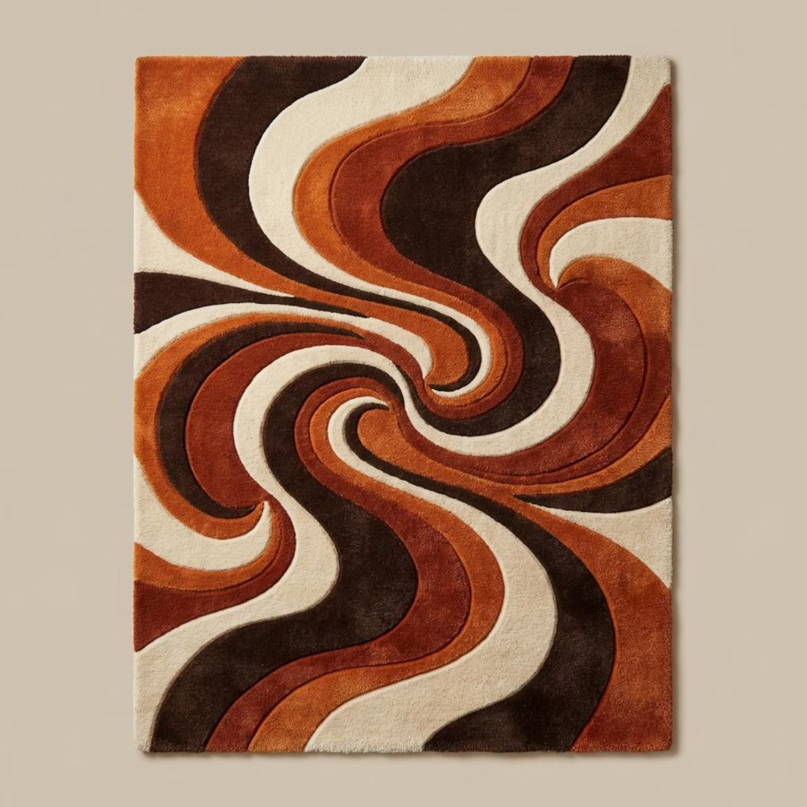 Hand Tufted Abstract Wool Rug, Mid Century Modern Retro Living Room Area Rug, gallery