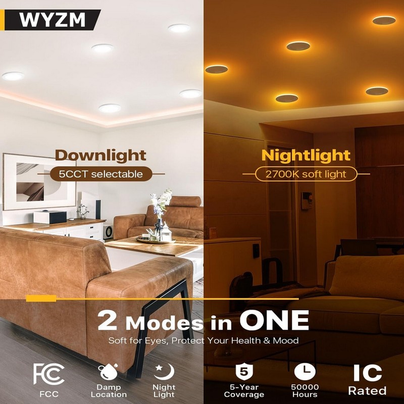 6Inch Ultra-Thin LED Recessed Ceiling Light, Dimmable 5CCT Selectable Downlight gallery