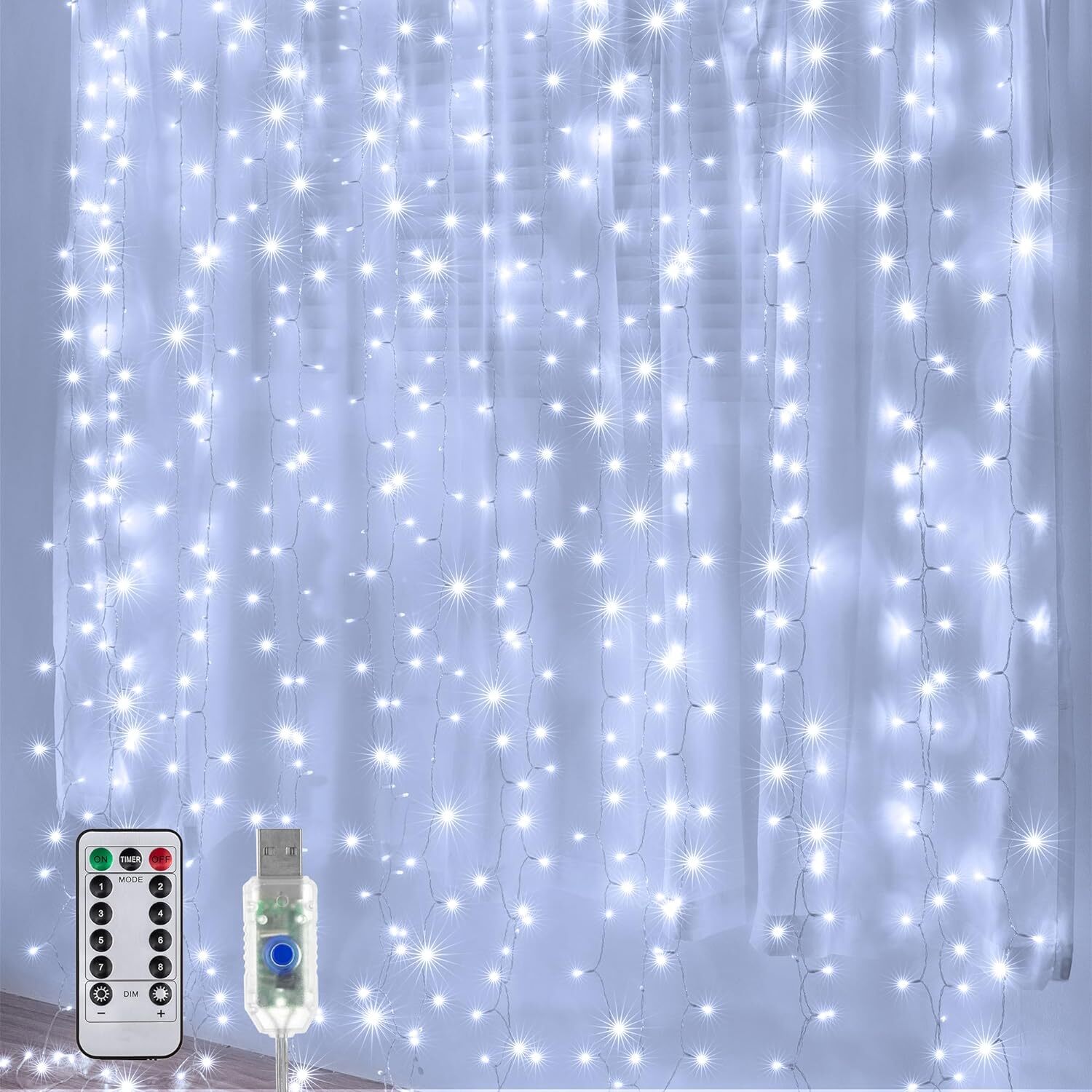 300 LED Curtain Fairy Lights USB String Light Remote Backdrop Xmas Party Wedding gallery