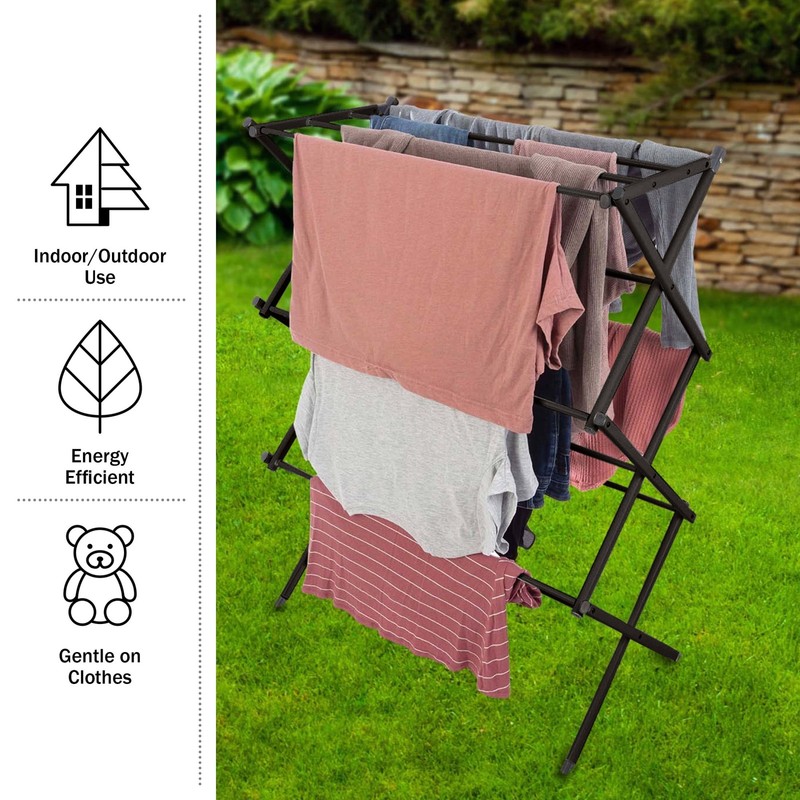 Lavish Home Collapsible Clothes Drying Rack for Indoor/Outdoor Use (Black) gallery