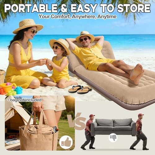 Inflatable Couch for Camping, Air Mattress with Adjustable Backrest, Blow Up gallery