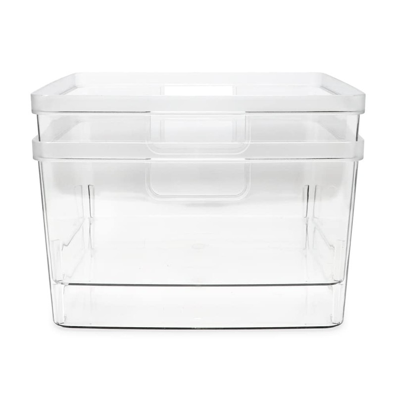 2-Pack Square Clear Storage Bins (10” L x 10” W x 6.1” H) w/Cutout Handles, P... gallery