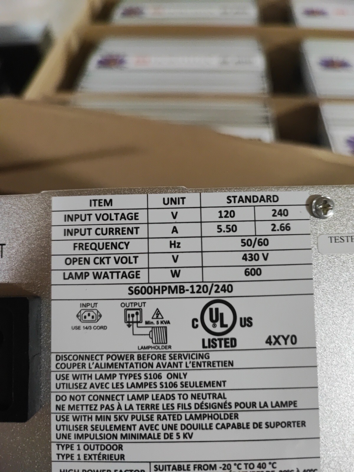 600 Watt Ballast Hortilux SE New gallery