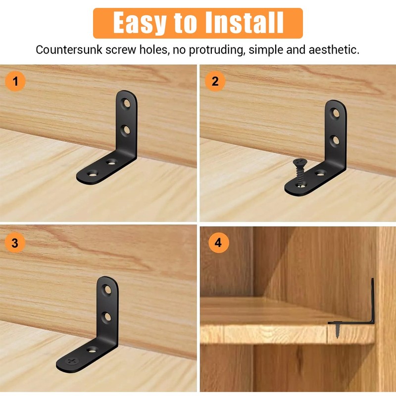 10Pc L Bracket Corner Brace Stainless Steel Corner Bracket 90 Degree for Shelves gallery
