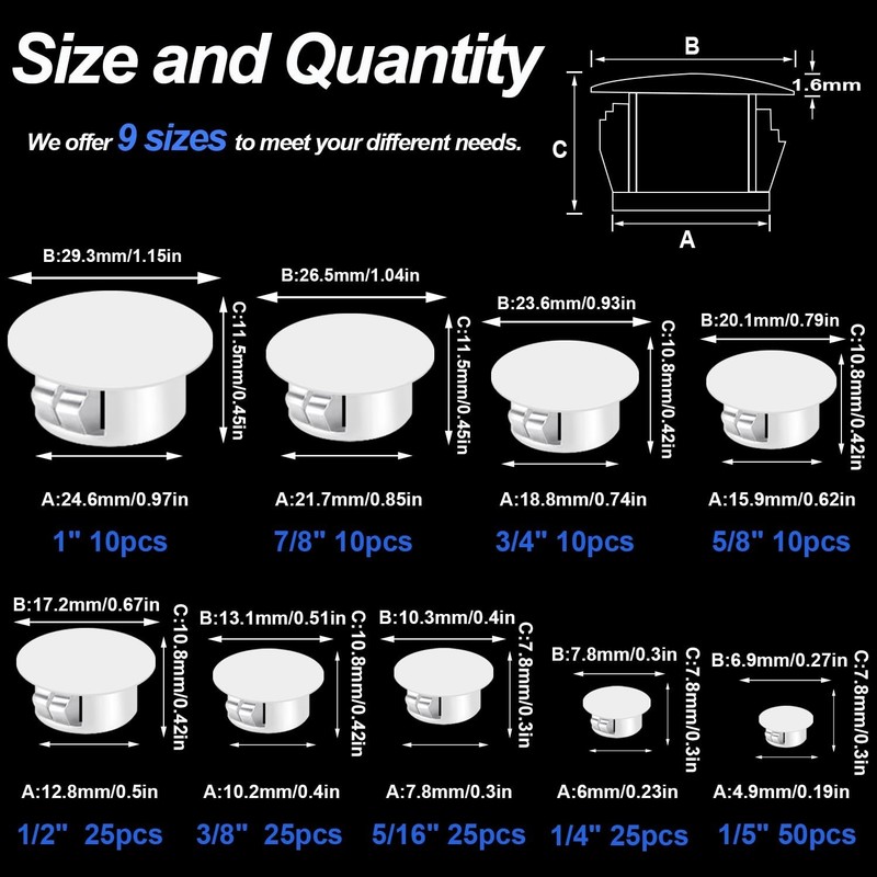 Versatile Flush Type Plastic Screw Covers - 9 Sizes for Every Project gallery