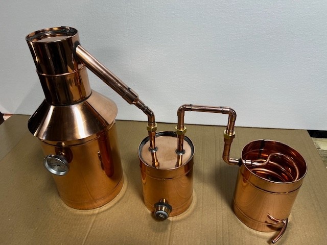2 Gallon Copper Still with Thumper & Worm Compact Distiller Made In The USA gallery