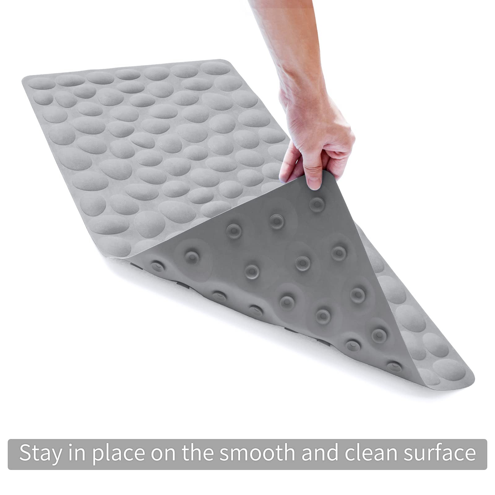 Non-Slip Bathtub Mat OTHWAY Soft Rubber 40" x 16" (Rectangular), Grey gallery