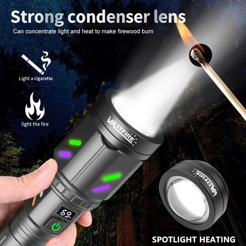 Strong White Laser LEP Flashlight Torch Zoom USB Rechargeable Work Light Burning gallery