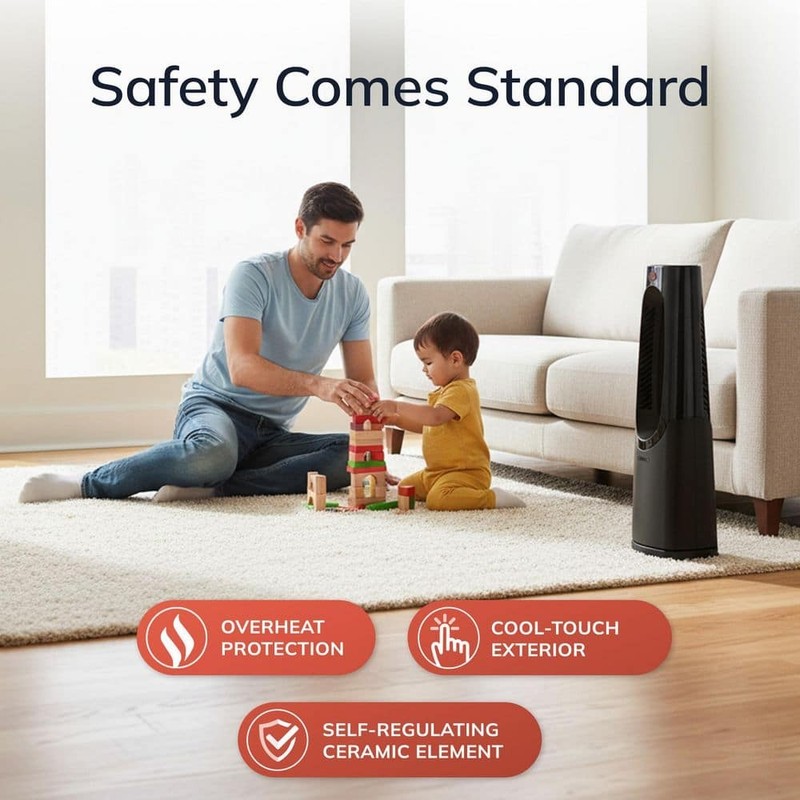 Lasko 28 in. Black Electric Oscillating Tower Space Heater w/ Remote Control gallery