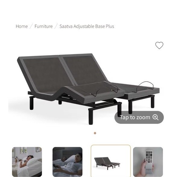 Saatva Adjustable Base Plus Split King Bed Base Black w/2 Remotes