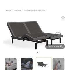 Saatva Adjustable Base Plus Split King Bed Base Black w/2 Remotes