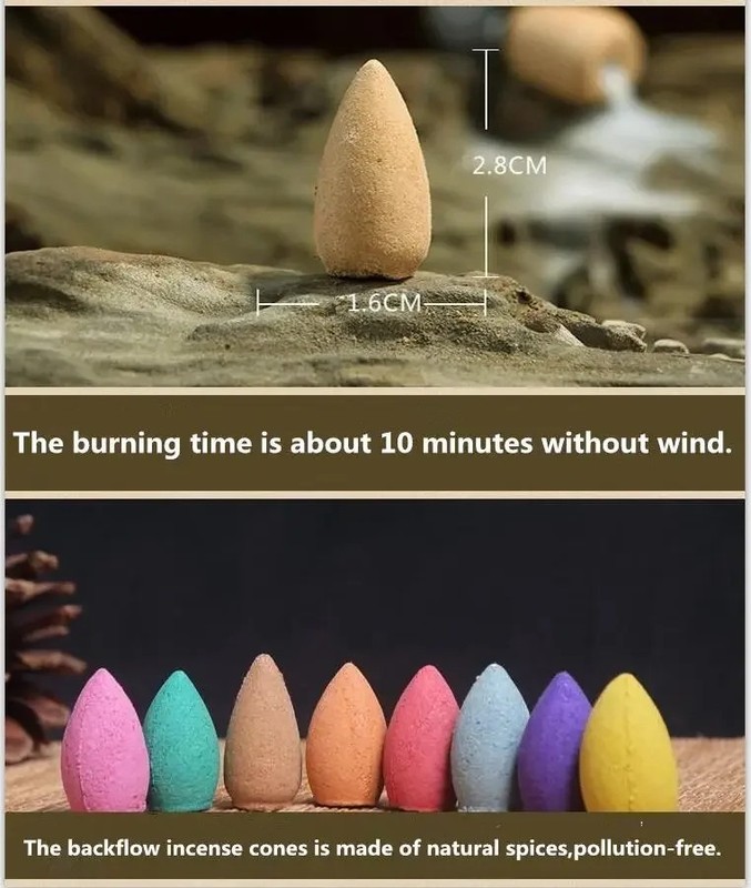 NEW Version Backflow Incense Burner Cones Mixed Flower Flavor Smoke Bullet Cone gallery