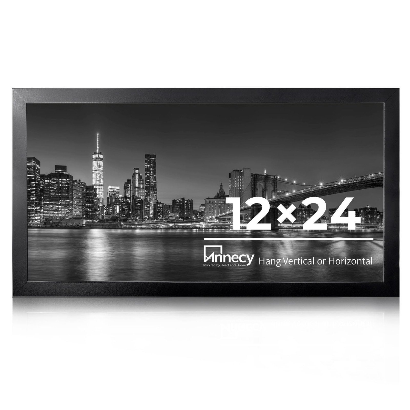 12x24 Black Panoramic Picture Frame for Wall Art Display, Single Pack gallery