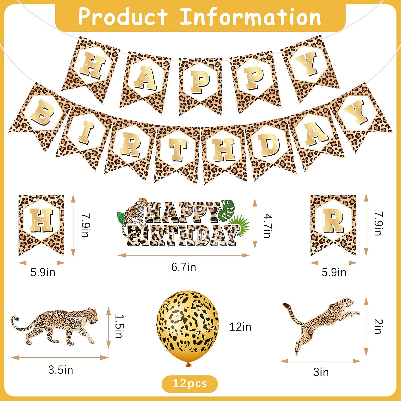 Zomiboo 46 Pieces Cheetah Birthday Decorations Set Include Leopard Print Bann... gallery