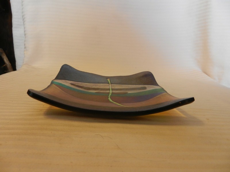 Multi Colored Glass Wave Shape Square Change Coin Key Tray Unique 6.25" Square gallery