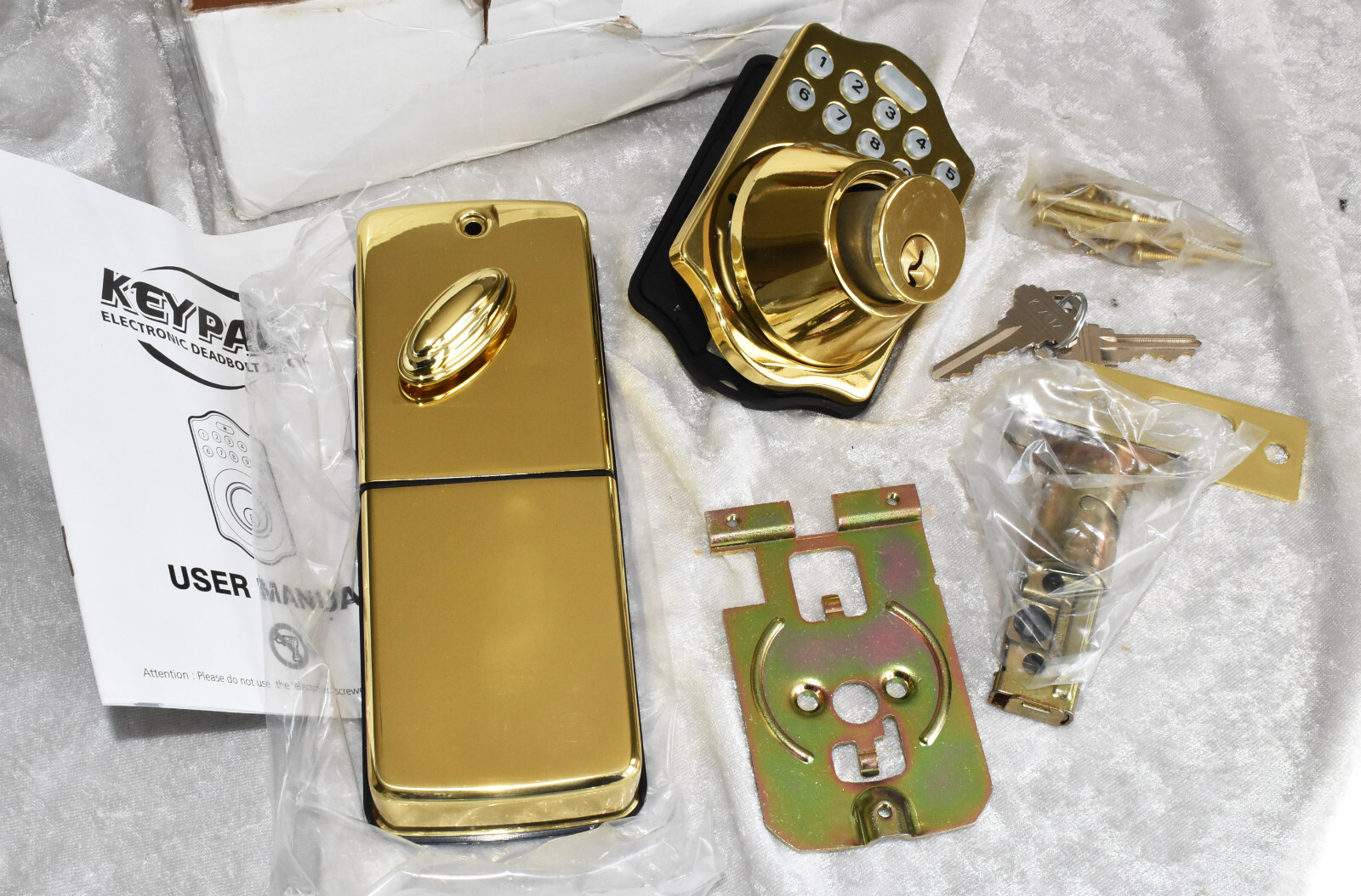 BRASS Front Door DEADBOLT Lock with Lever w/keys Entry Electronic Digital Keypad gallery