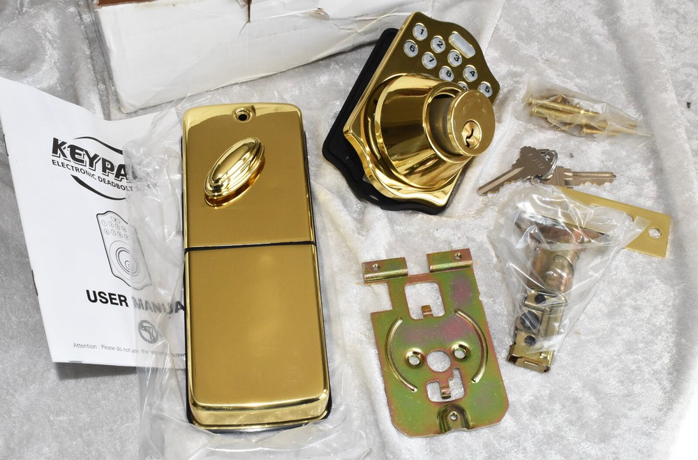 BRASS Front Door DEADBOLT Lock with Lever w/keys Entry Electronic Digital Keypad