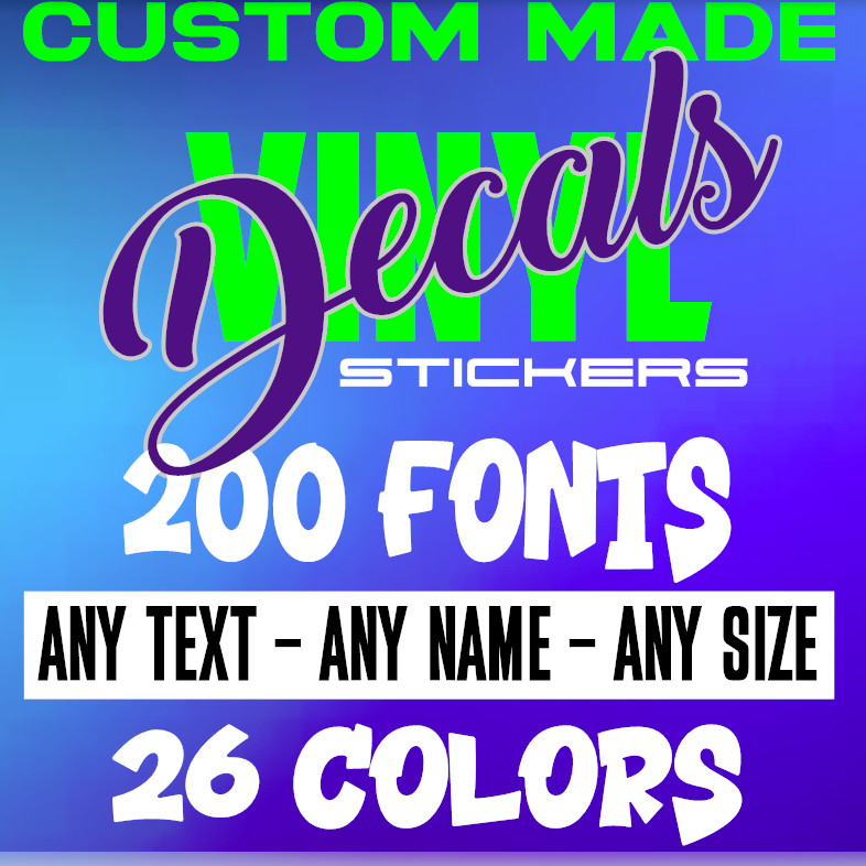 Custom Text Vinyl Lettering Sticker Decal Personalized - ANY TEXT ANY NAME {c23 gallery