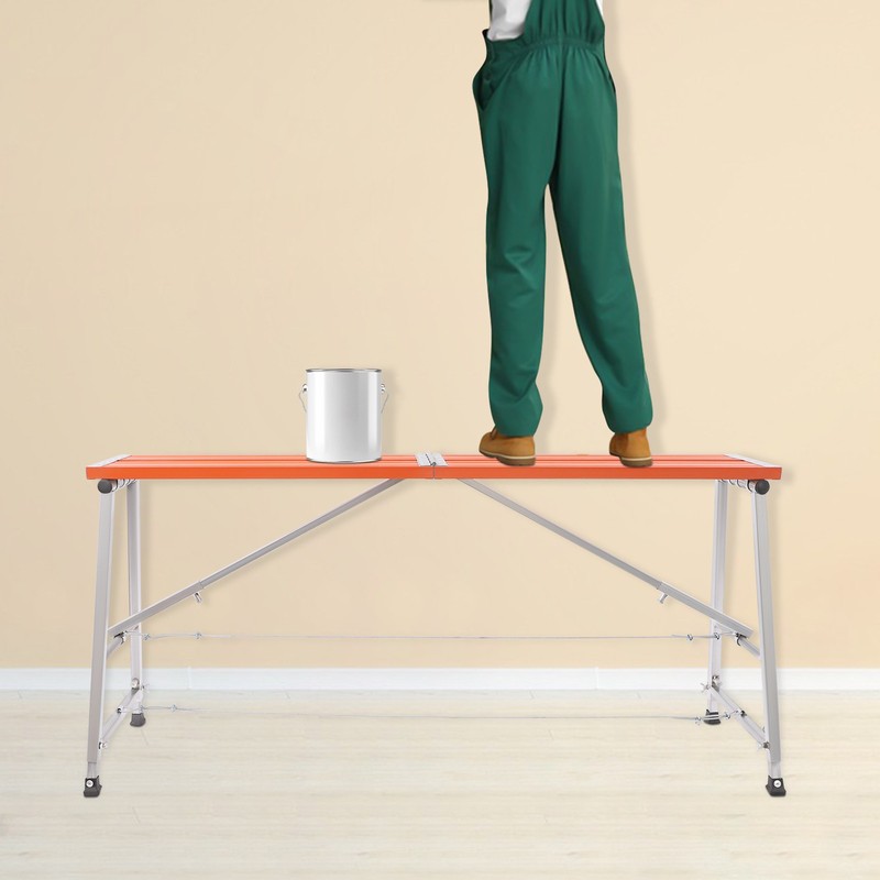 Work Platform Adjustable Height Portable Folding Scaffolding Platform 330lb Load gallery