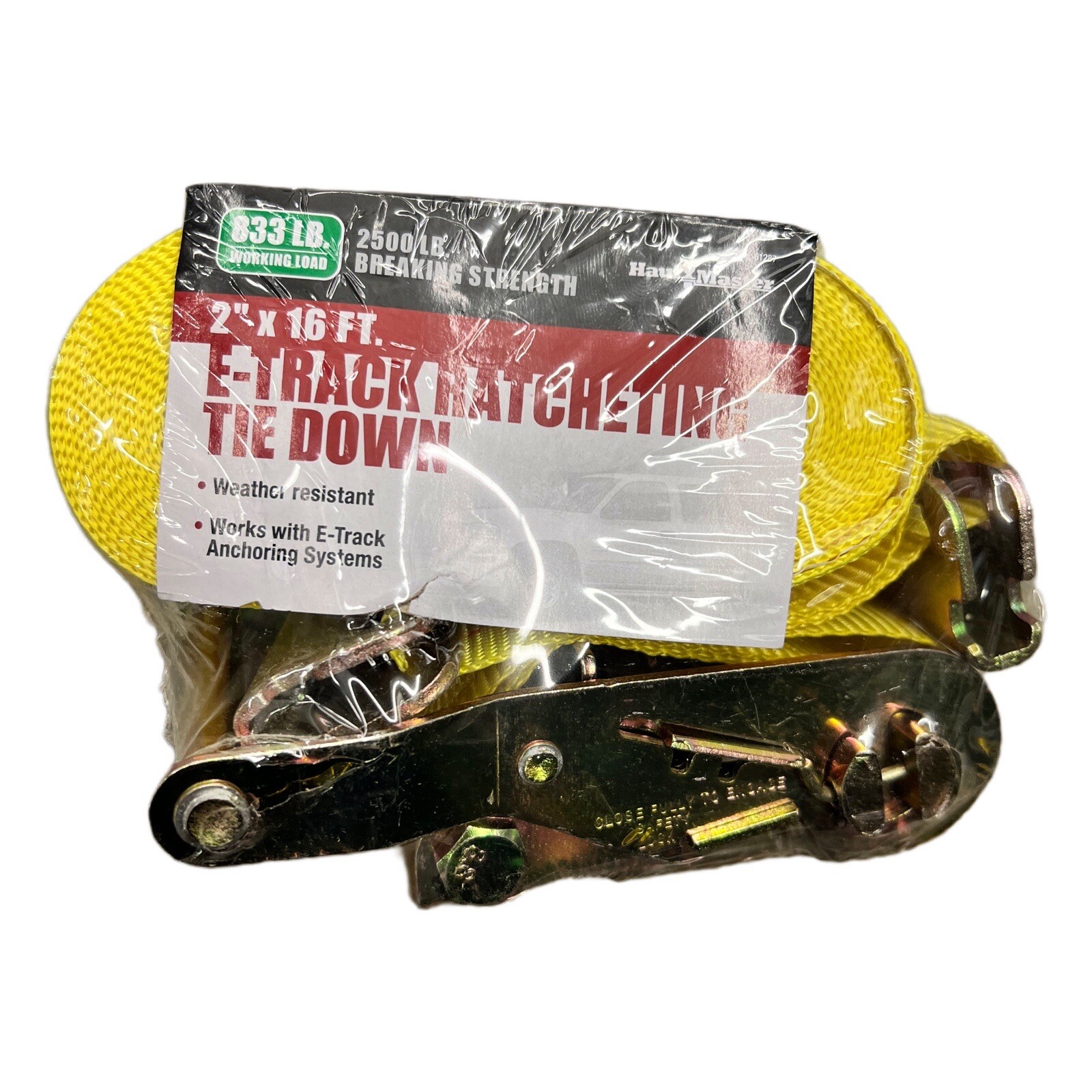 Haul Master E-Track Ratcheting Tie Down 2"x16' Item 62758 New Sealed 833lb Load gallery