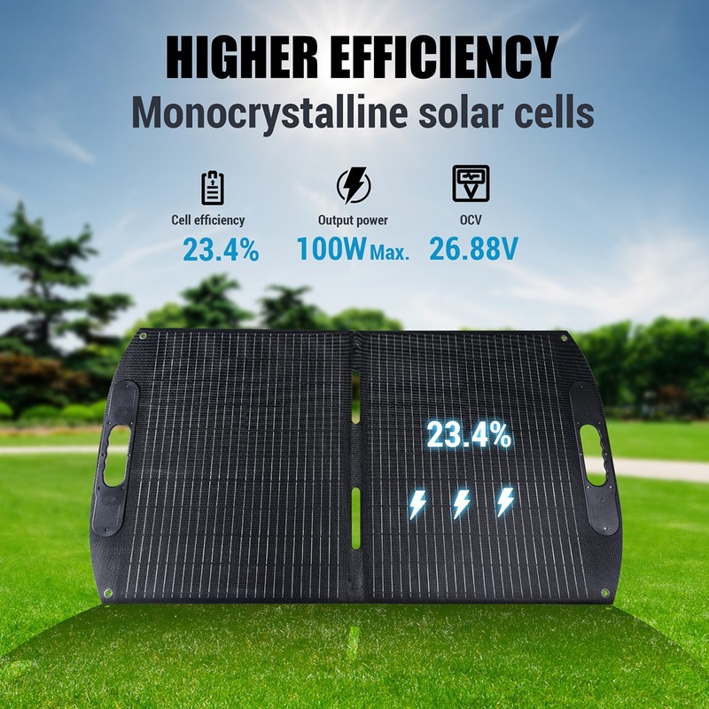 Portable 100W ETFE Solar Panel Foldable Solar Suitcase Solar Charger w/Kickstand gallery
