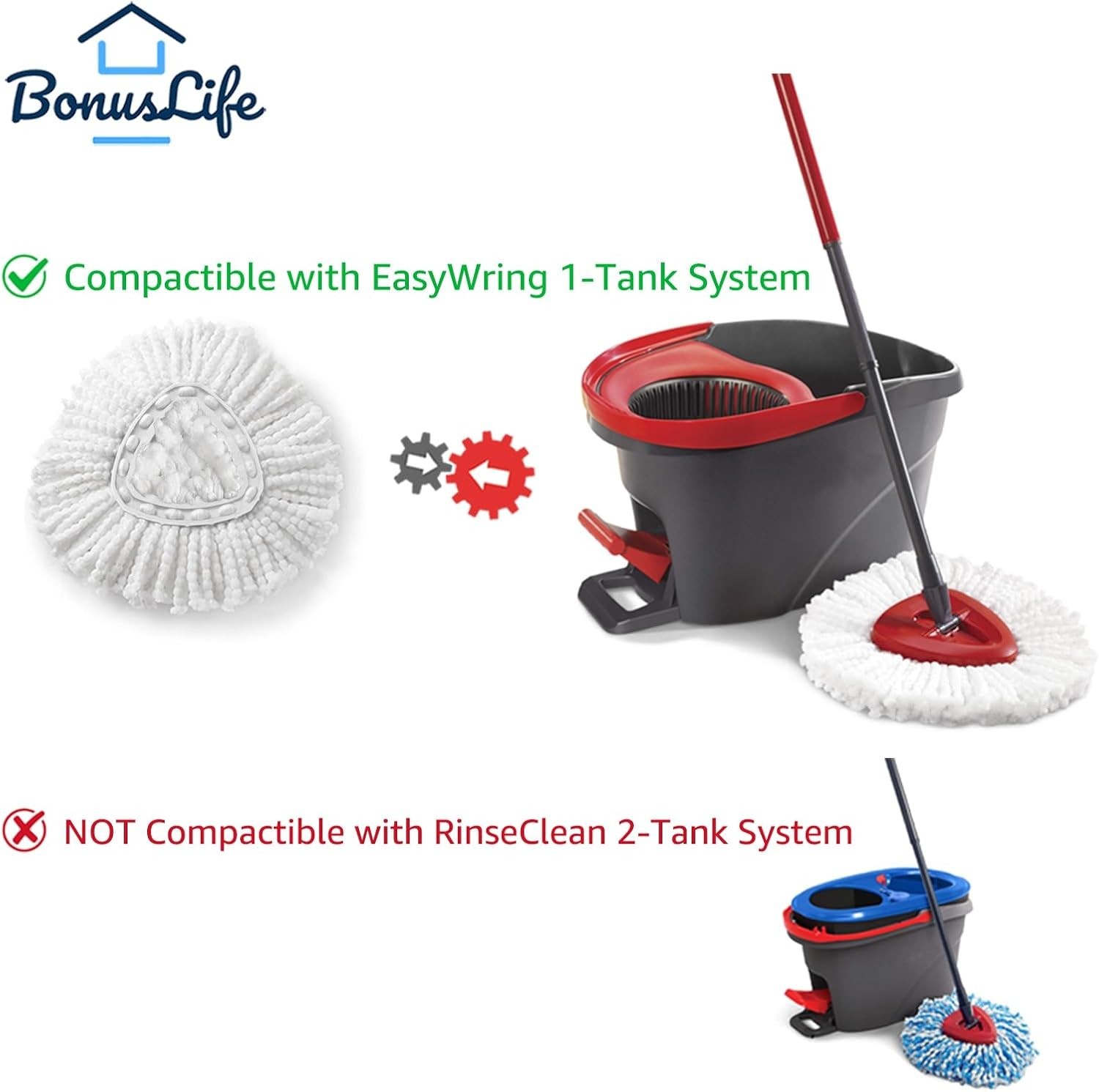 Mop Refill Pack with Mop Head Base for EasyWrin Spin Mop Replacement gallery