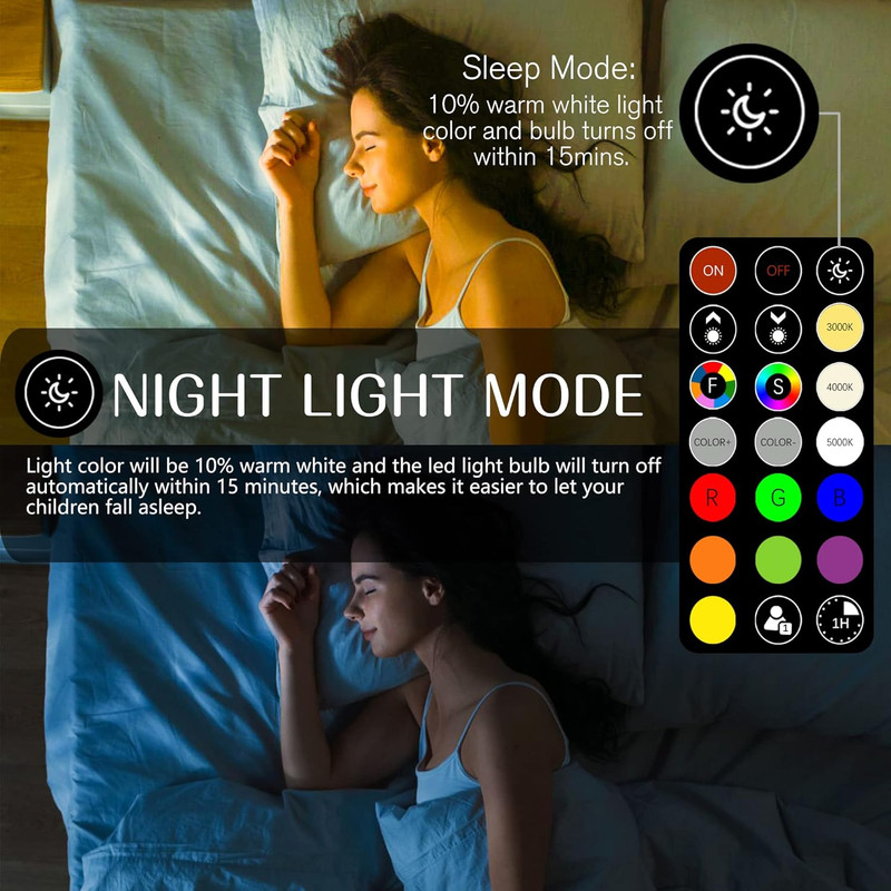 LED Color Changing Light Bulb with Remote Control, 60W Equivalent RGB Bulbs, 8W gallery
