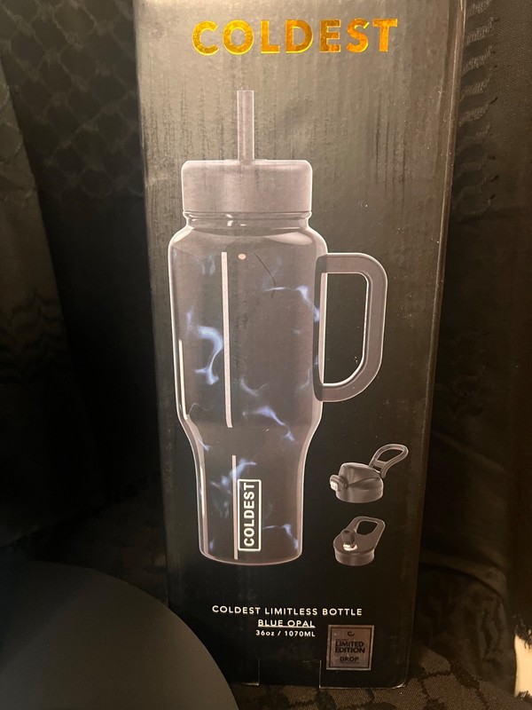 Rare Coldest 36oz BLUE OPAL Limited Edition Water Bottle w/Boot Cord & Mini gallery