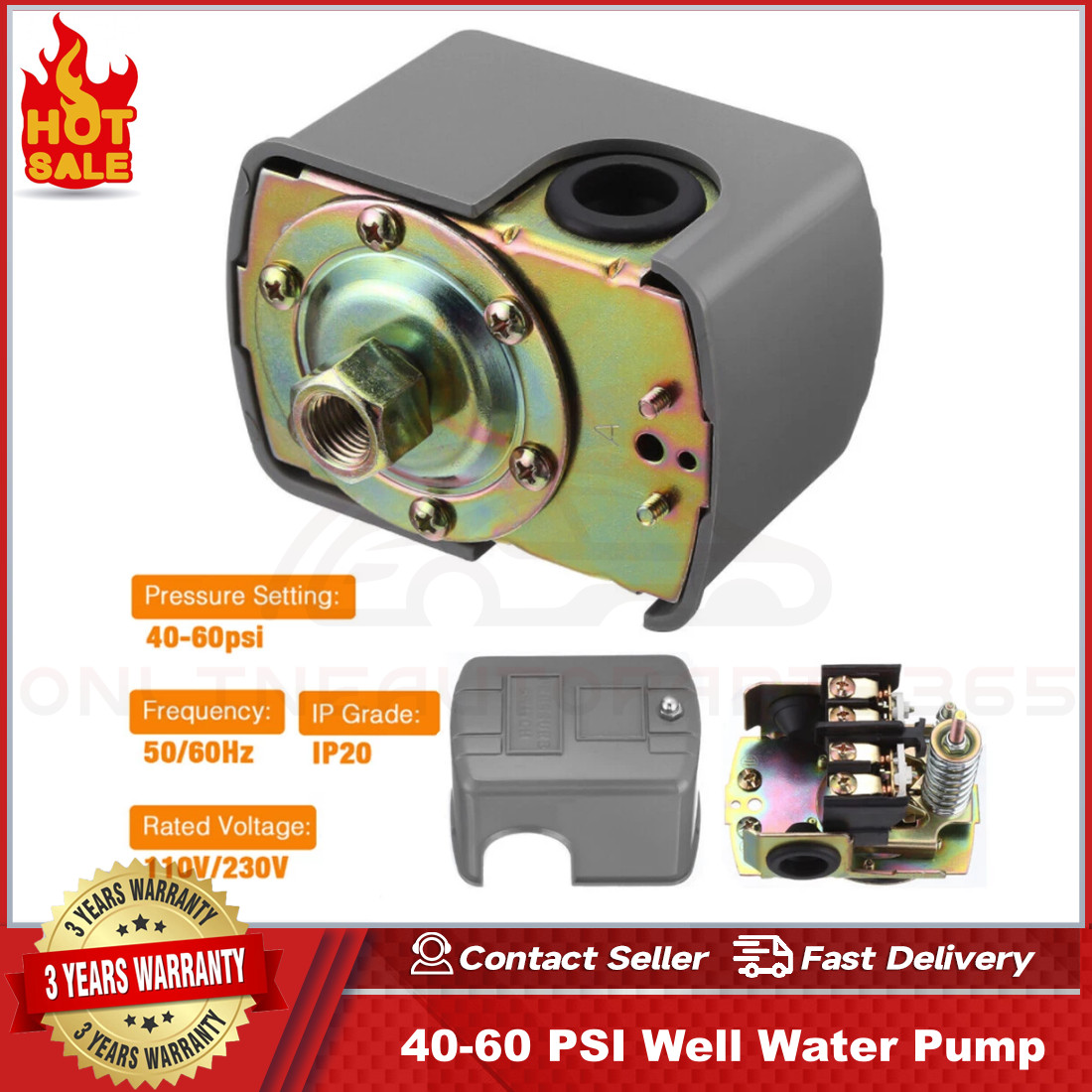 40-60 PSI Well Water Pump Pressure Control Switch Adjustable Double Spring Pole gallery