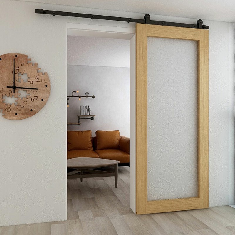 Sliding Barn Door Hardware Kit 4FT/5FT/6FT/6.6FT/7FT/8FT for Single/Double Doors gallery