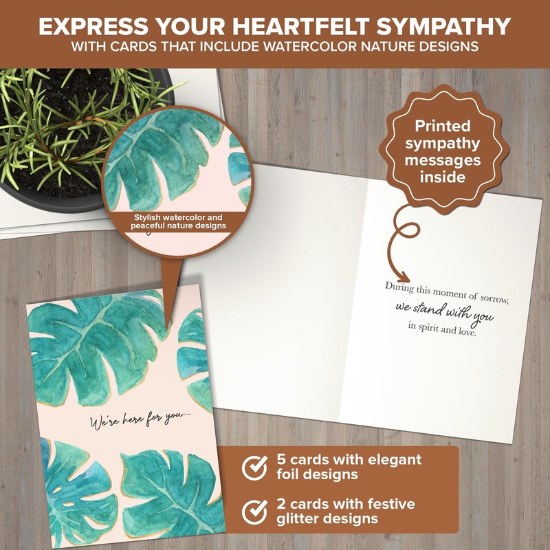 Decorably 20 Pack Foiled and Glittery 5x7in Textured Box of Sympathy Cards wi... gallery