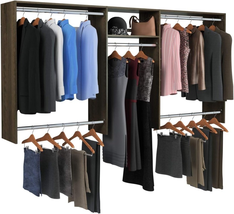 4'-8' W Basic Hanging Easy-to-Assemble Kit Closet Organizer White gallery