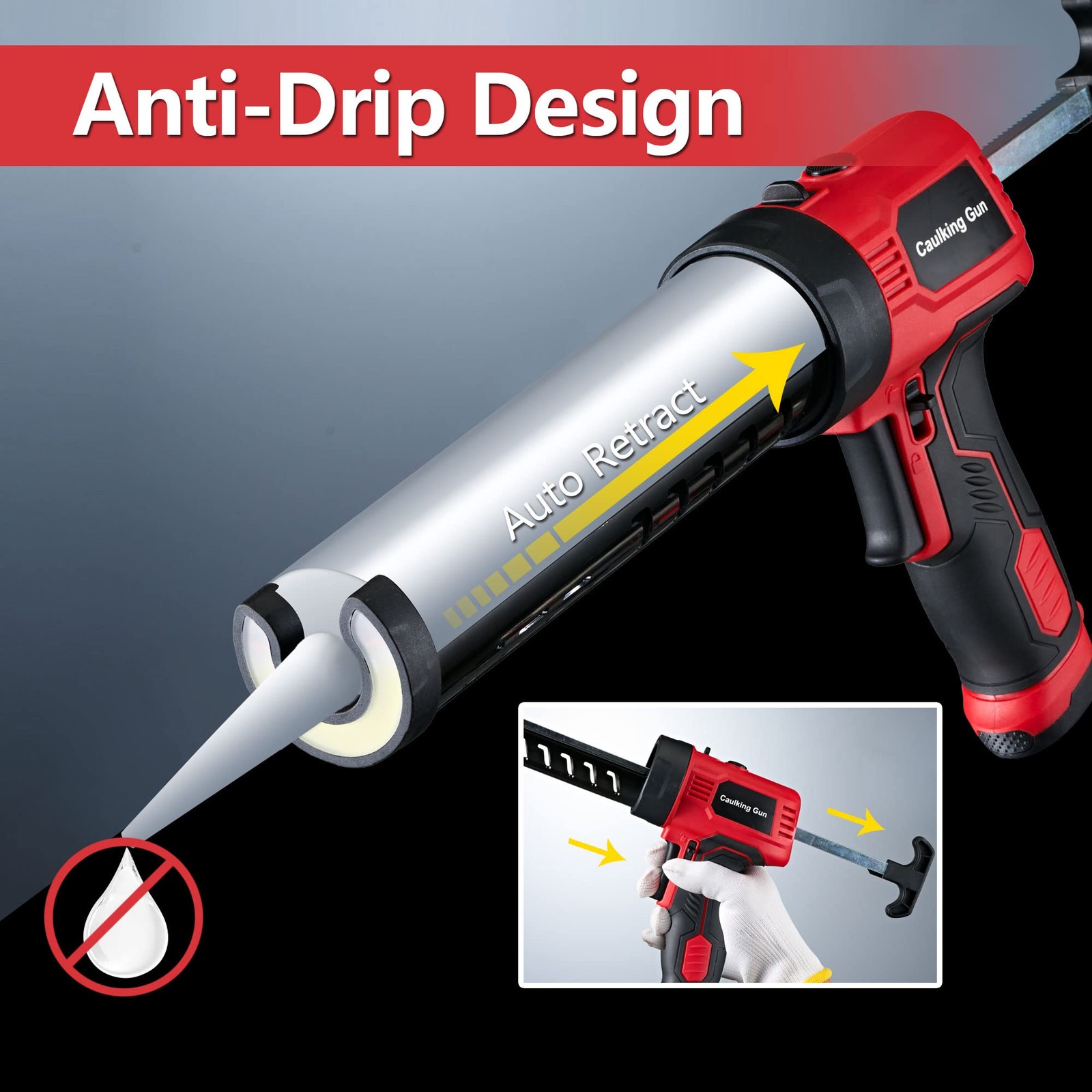 Caulk Gun, Non-Drip Electric Caulking Gun with 300 KG Thrust, Cordless Silico. gallery