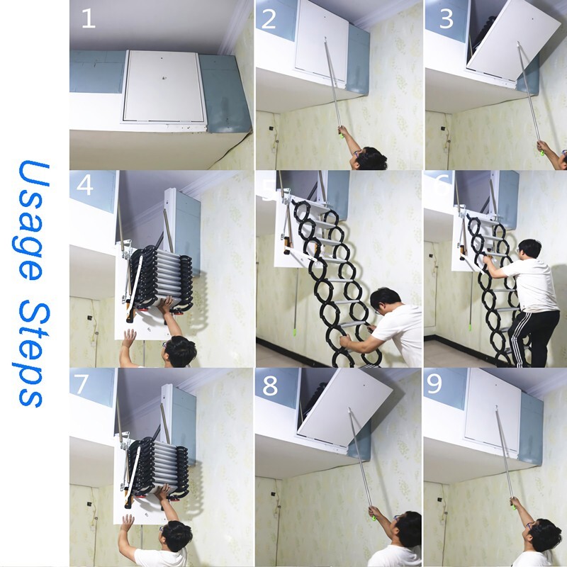 Attic Ladder Attic Pull Down Side-Mounted Loft Wall Ladder Access Stairs Al-Mg F gallery