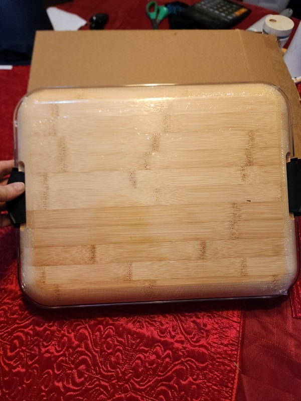 Acrylic Snack Tray with Base, Bamboo Tray with Clear Acrylic Cover, New In Box gallery
