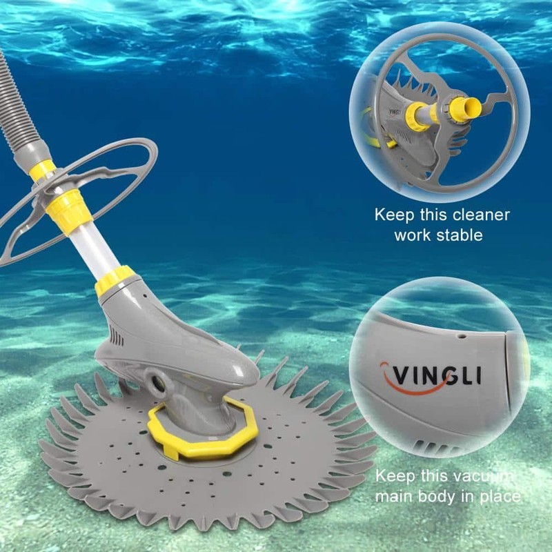 VINGLI Automatic Suction Side Pool Vacuum In Ground and Above Ground Pool Grey gallery