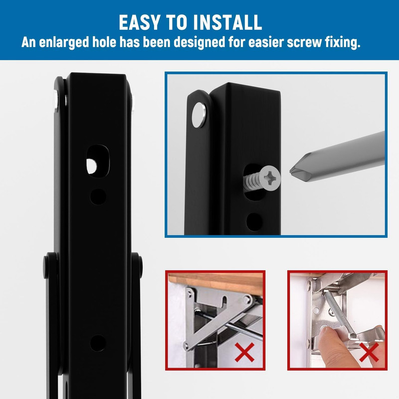 8 Inch Folding Shelf Brackets-2 Pack Foldable Heavy Duty Triangle Collapsible Wa gallery