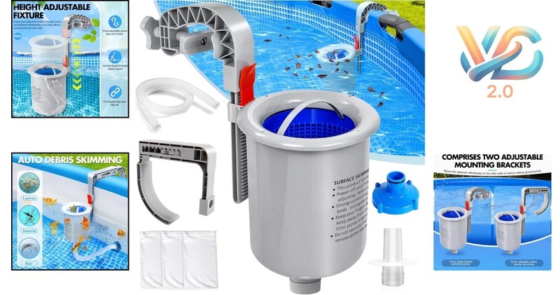 Pool Surface Skimmer Automatic Wall Mount for Above Ground Pools gallery