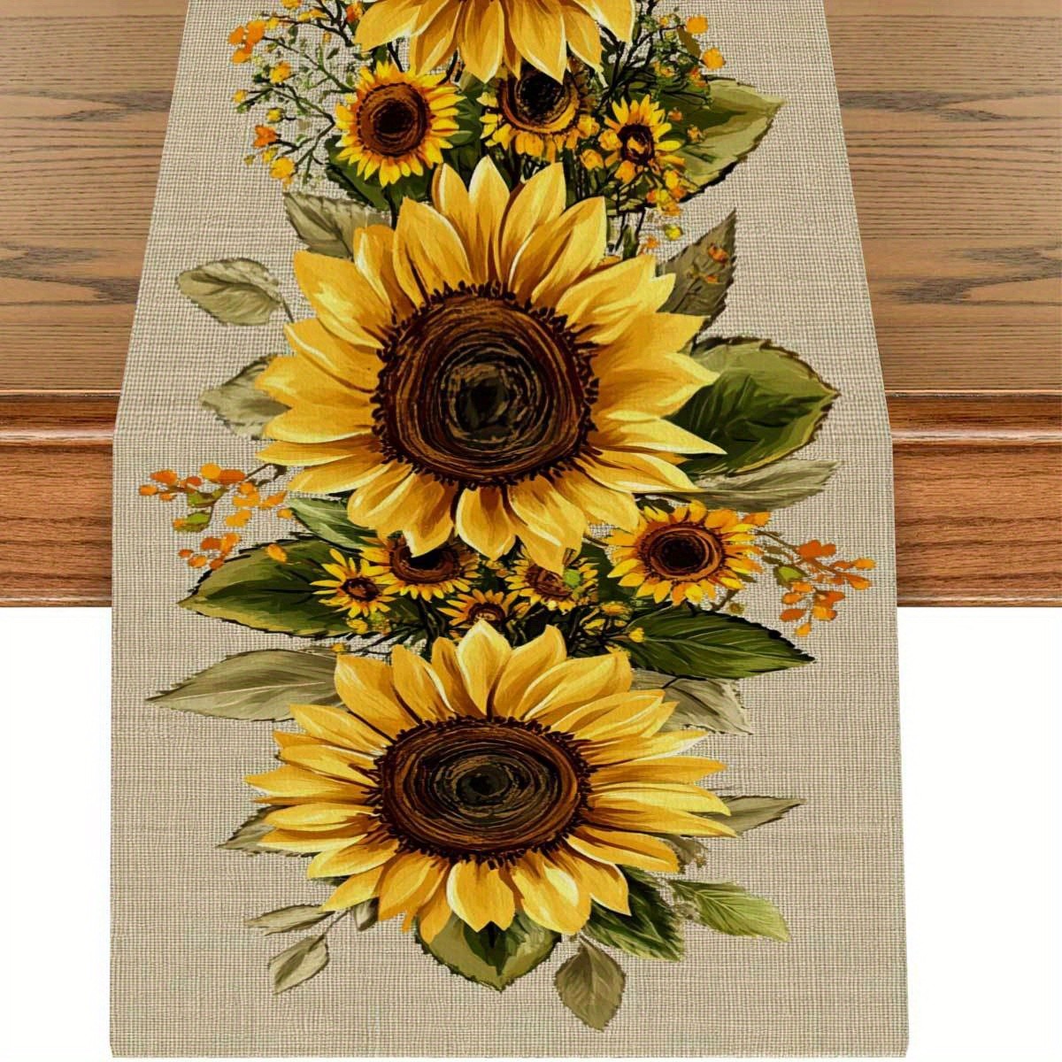 Floral Sunflower Themed Table Runner Rustic Home Kitchen Dining Room Decoration gallery