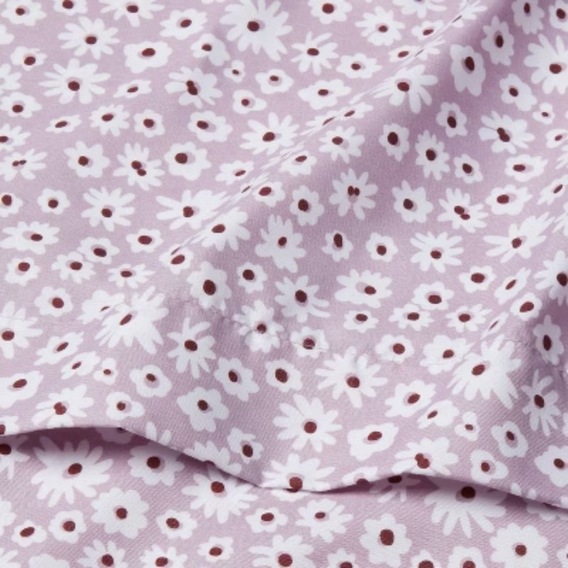 Full Printed Microfiber Sheet Set Light Purple Daisy: Botanical Pattern gallery
